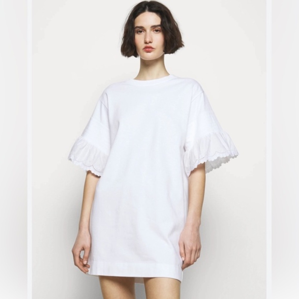 NWOT See By Chloe embroidered eyelet sleeve white t-shirt mini dress XS